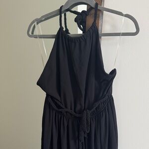 Lily Morgan Black Goddess Princess Flowy Maxi Halter Dress Size Large